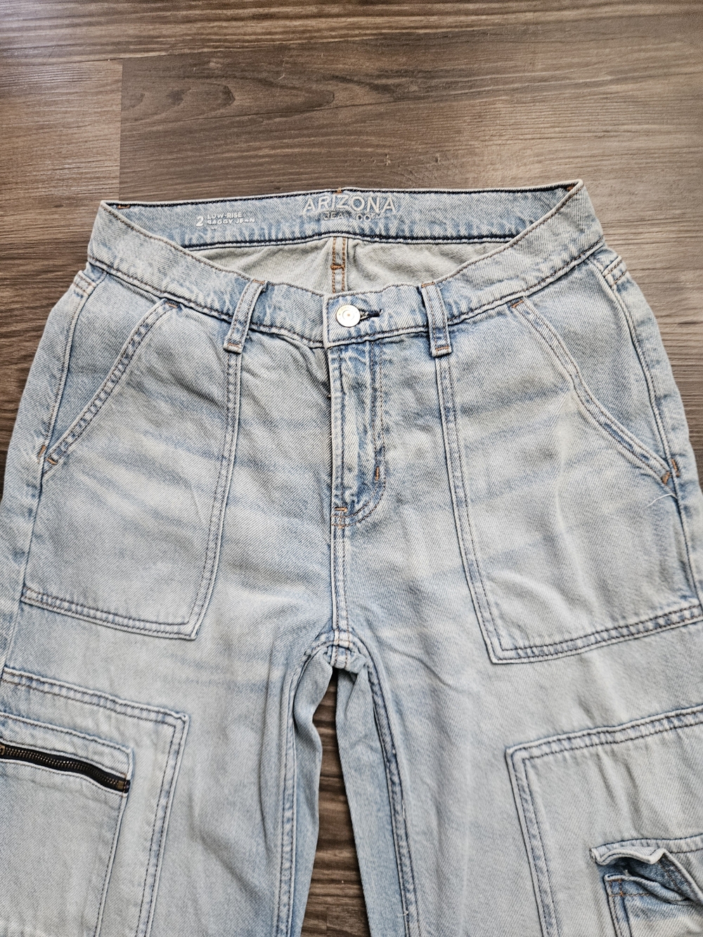 Arizona Light Blue Women's Cargo Jeans - Picture 4 of 8